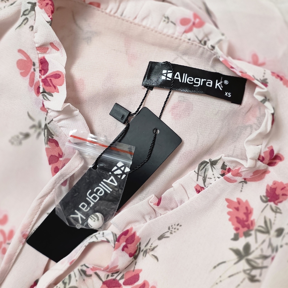 Allegra K Pink Floral Long Sleeve Dress - Picture 5 of 13